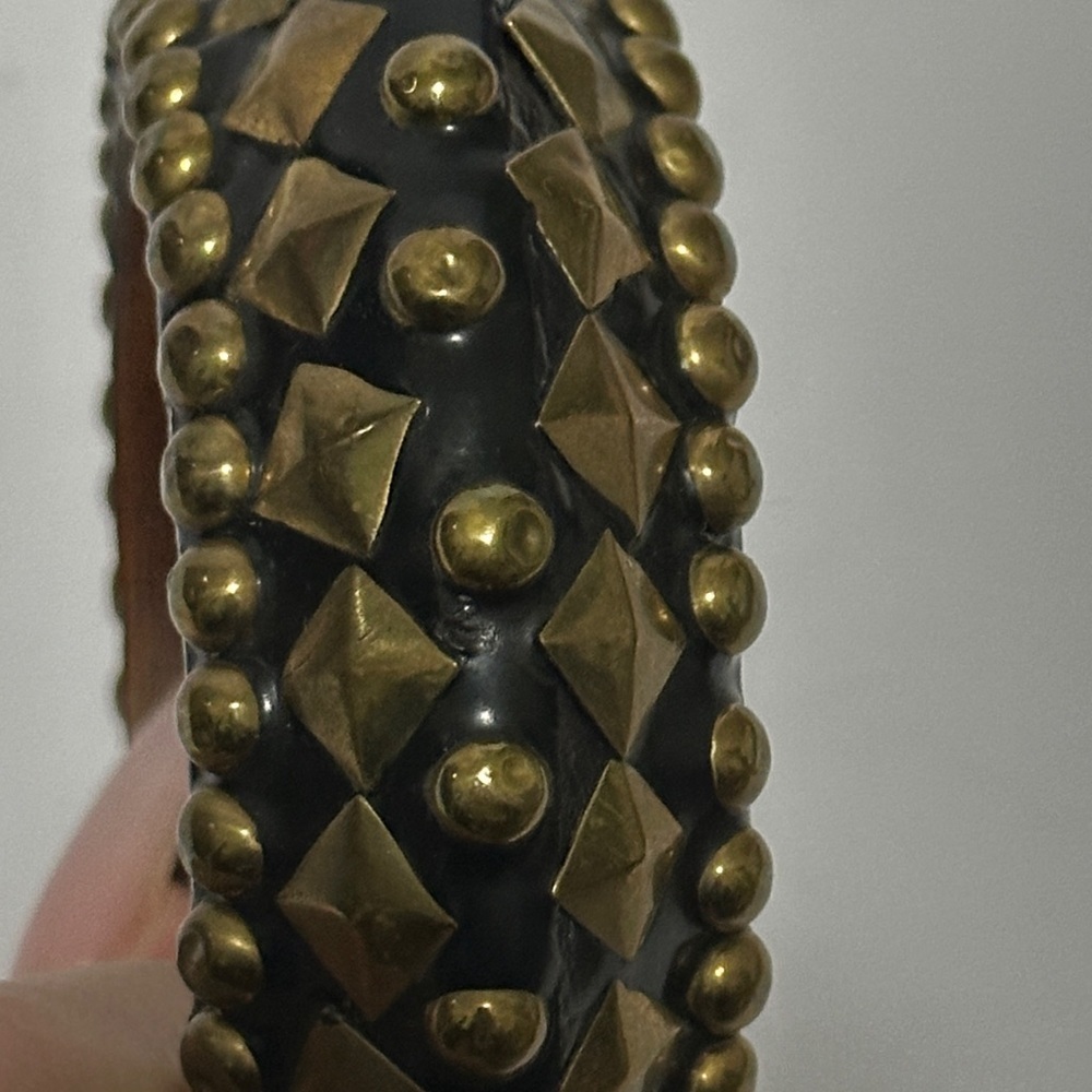 Artisan Studded Black and Gold wooden Bangle from Etsy - Picture 3 of 5